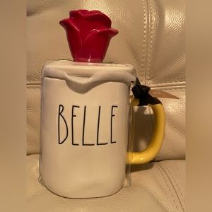 Belle with Rose Topper Lid Rae Dunn Mug NWT Disney Beauty and the Beast